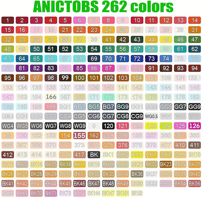 Alcohol Markers 262 Colors with Base Support, Drawing Art Markers Perfect for Students Kids and Adults Comics Sketching Illustration Artistic Creation Gift