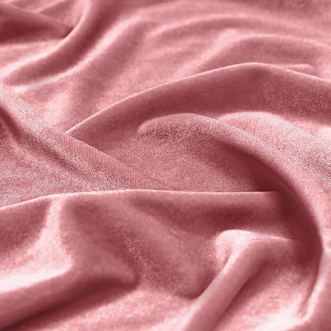 KKJIAF Dusty Rose Stretch Velvet Fabric 60 Inch Wide, 5 Yard Soft Stretchy Fabric for Sewing Clothes, Apparel, Costume, Crafts - 90% Polyester 10% Spandex