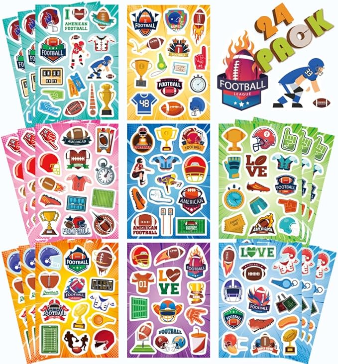 216PCS American Football Stickers, Rugby Theme Stickers Non-Repeating, Rugby Team Fans, Football Bowl Sports Football Party Favors Decorations