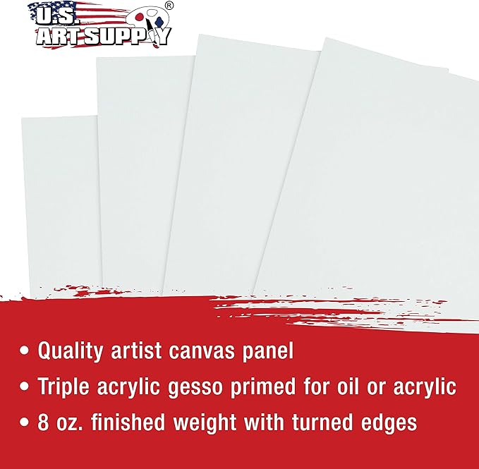 U.S. Art Supply 18 X 24 inch Professional Artist Quality Acid Free Canvas Panel Boards for Painting (Pack of 4)