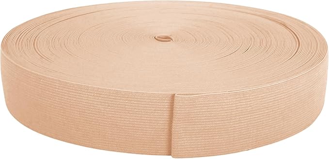 Mandala Crafts Wide 1.5 Inch Nude Elastic Bands Spool for Pants Waistbands Sewing and DIY Crafts, 50 YD Stretchy Flat Fabric Strap Knit Elastic Band for Wig
