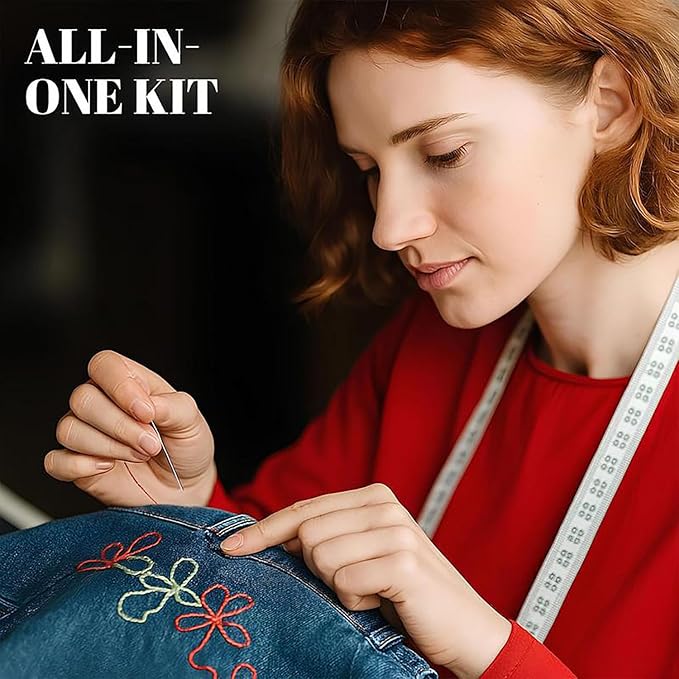 37PCS Big Eye Steel Sewing Needles Kit,Stainless Steel Needles for Hand Sewing,Portable Long & Thin Handmade Quilting & Sewing Needles Kit for Beginners,Professional DIY Lovers,Adults
