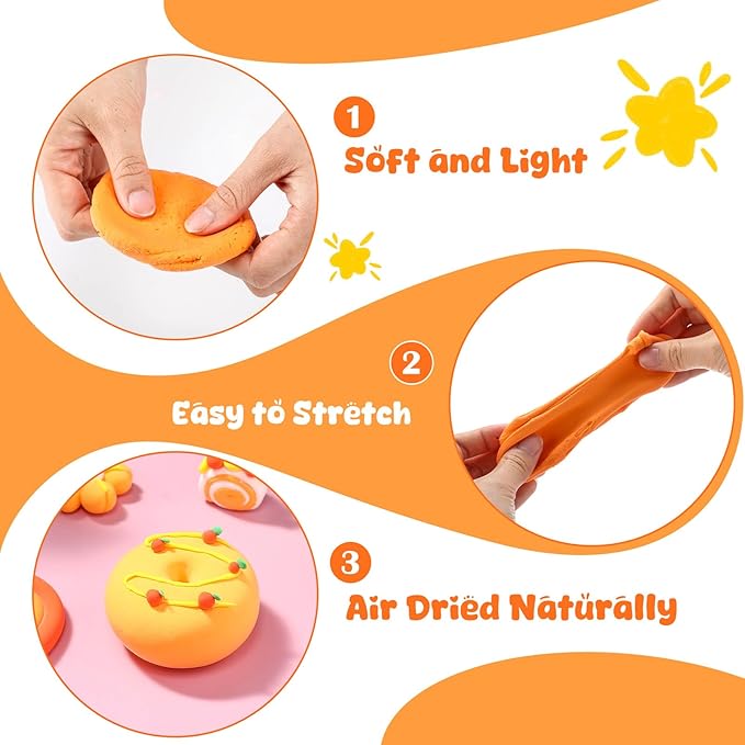 72 Pcs 38oz Air Dry Clay Bulk Modeling Magic Ultra Lightweight Foam Modeling Clay for Kids Adults DIY Gifts Party Arts Crafts and School Project Supplies(Orange)