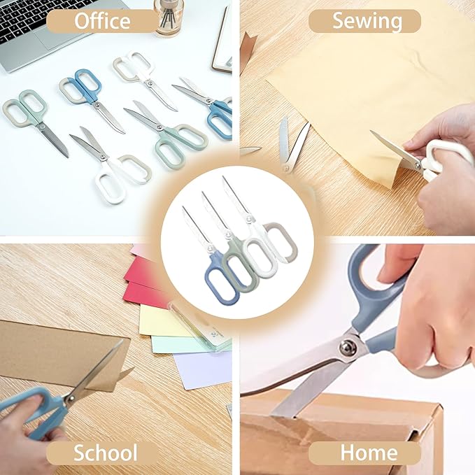 Green Office Scissors with Comfort-Grip Handles, Cute scissors, Sharp Craft Scissors for DIY Art, Sewing, Fabric, Student, Teacher, and Home Use(7", Green-2Pack)