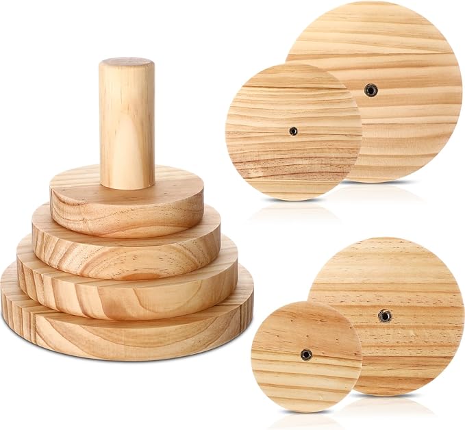 4 Pack Pottery Molds Plaster Molds Wood Pottery Tools with Handle for Ceramic Top Forms DIY Bowls Plate Dish Slump Press Art Making(Round,4.5'' 5.5'' 6.5'' 7.5'' Thickness 1'')