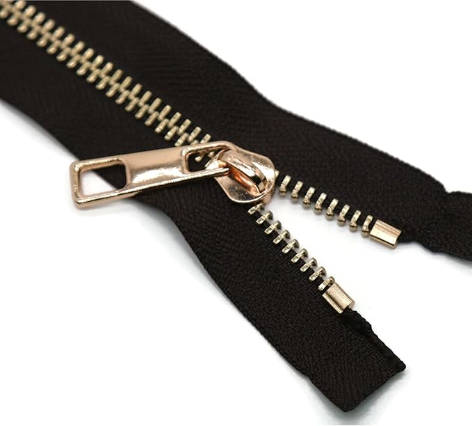 #5 Gold Metal Zipper - 50+ Colors - 3 PCS - (4-14 inches) Sizes - Luxury Lightweight Handcraft Metal Zippers with pulls for Purses Bags Pockets Shoes Sewing & Crafts DIY ZP02508