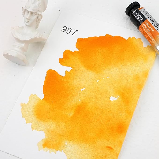 PHOENIX Professional Watercolor Paint Single Tube - 0.47 Fl Oz / 14ml - Cadmium-Free Yellow Deep