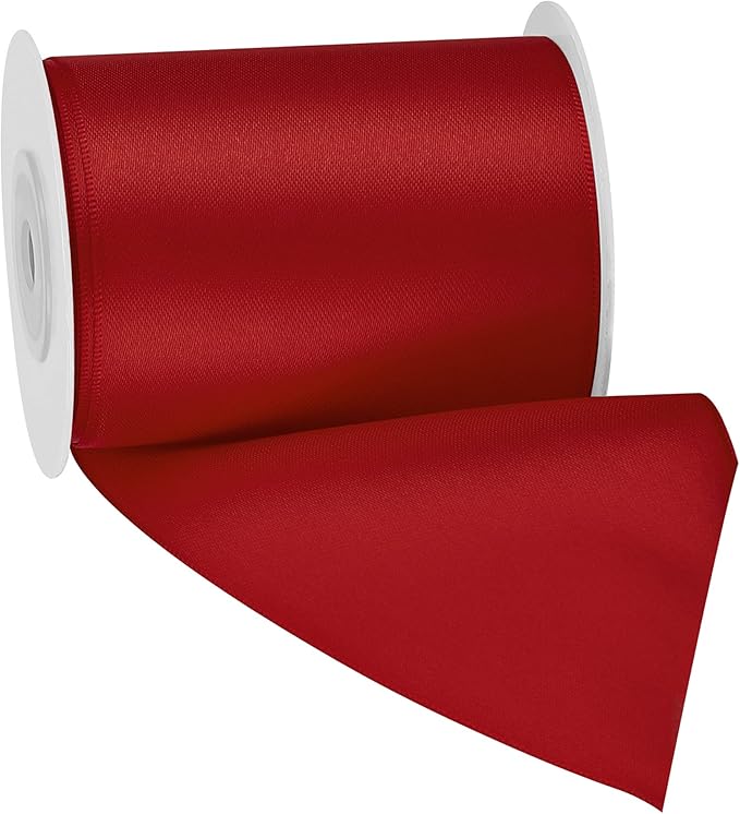 LIUYAXI Red Double Face Satin Ribbon,3" X Continuous 10 Yards,Ribbons Perfect for Chair Sash Wedding Bouquet Sewing Party Decoration Bows Making