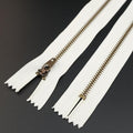 Leekayer 3# Jeans Zipper 4 Inch Antique Brass Metal Zipper 10.16cm Close End Zippers 6pcs,(White-Brass)