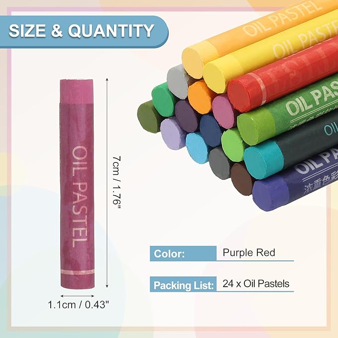 PATIKIL Purple Red Oil Pastels, 24Pcs Soft Oil Crayons Creamy Pastels Stick Art Supplies for Art Painting Drawing Blending Graffiti for Drawing Beginners Artists