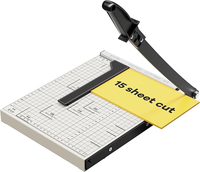 Optomni Paper Cutter, 12-Inch Heavy Duty Guillotine Paper Cutter with 15 Sheet Capacity, Ideal Paper Trimmer for Classroom, Cardstock, Art Projects, and Office Use (Magnetic Paper Guide)