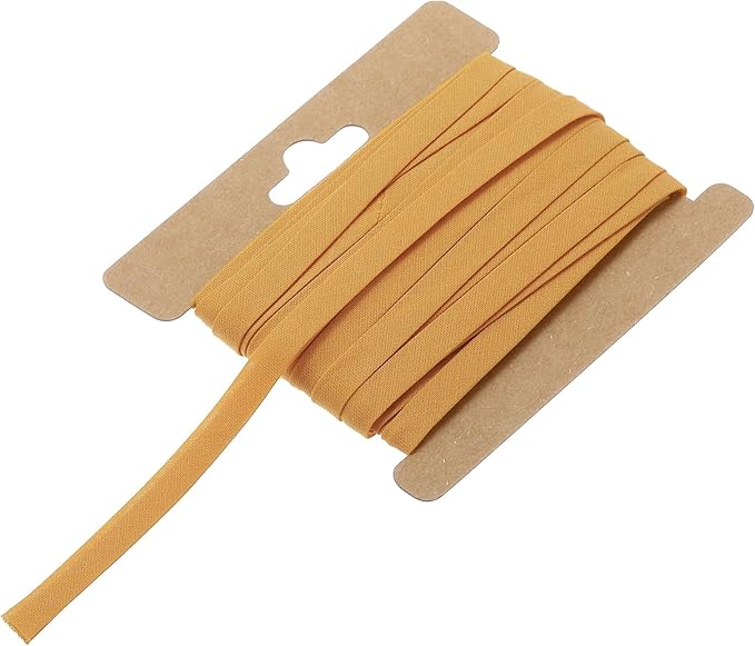 MECCANIXITY 1/4 Inch Double Fold Bias Tape Continuous Bulk Cotton Bias Tape for Sewing Seaming Quilting Hemming Binding Crafts (Dark Yellow 6 Yards)