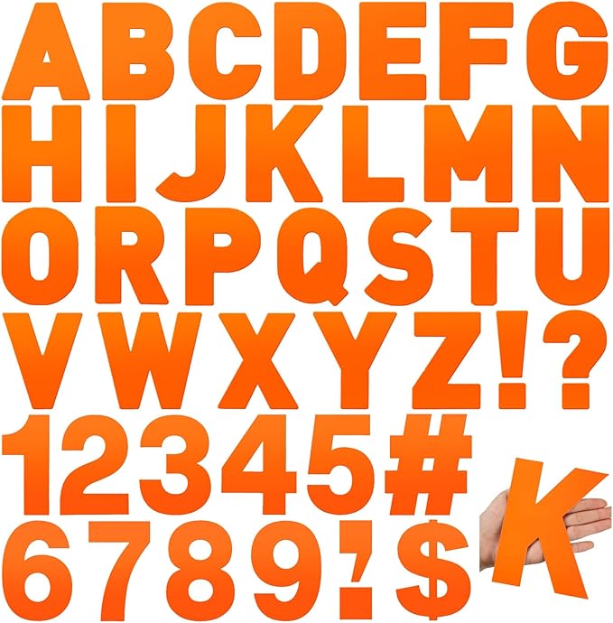 184 Pcs Large Vinyl Letter Sticker 6" Big Alphabet Number and Symbol Sticker Self Adhesive Removable Letter Decal for Christmas Bulletin Board Classroom Decor Poster Window Door Mailbox(Orange)