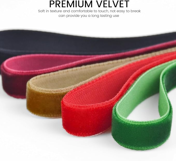 Khaki Velvet Ribbon, 3/8 inch 10 Yards Vintage Velvet Ribbons Perfect for Christmas Tree Ornaments, Gift Wrapping, Wedding Decoration, Bows, Sewing, Crafts, Wreath and More