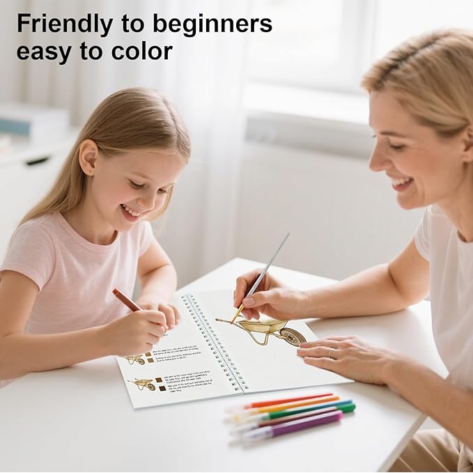 Watercolor Workbook for Beginners with Step-by-Step - 12 Watercolor Coloring Pages - 100% Cotton 300gsm/140lb Watercolor Paper - Gift for Women,Adults, Teens (Garden)