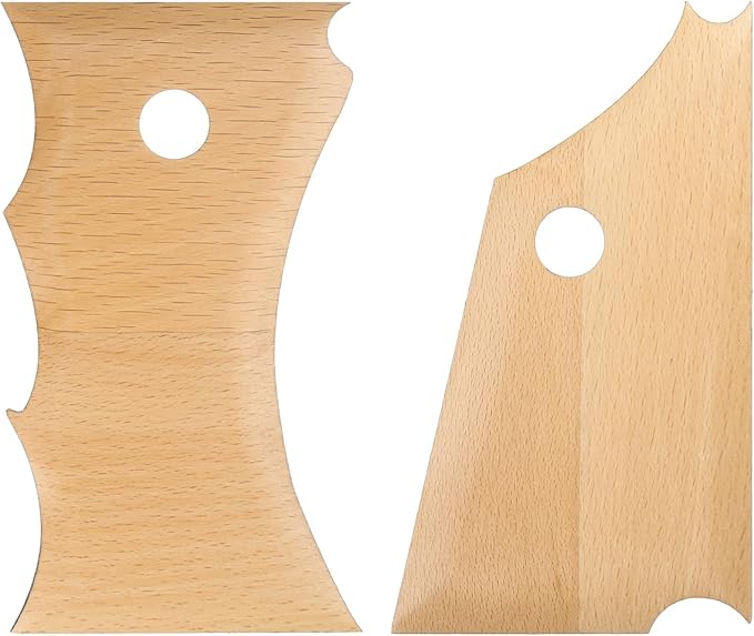 HARFINGTON 2pcs Pottery Ribs Trimming Tools Beech Pottery Profile Foot Big Wave Shaper Design Texture Rib Beech Wood for Carving Ceramics Clay