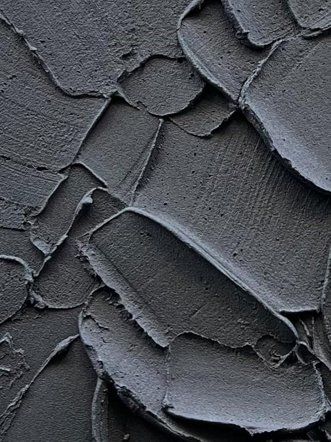 NANKAI Art Hand Painted Pure Black Wall Decoration Art Modern Minimalist Oil Painting 36x24 inch Vertical Thick Texture Wall Art Home Office Corridor Wall Art Decoration