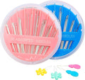 Hekisn 60-Pack Premium Hand Sewing Needles Set, 6 Sizes Embroidery Needles Kit with Threaders, Assorted Large Eye Sewing Needles for Repair, DIY, Art & Craft Projects(Blue&Pink)