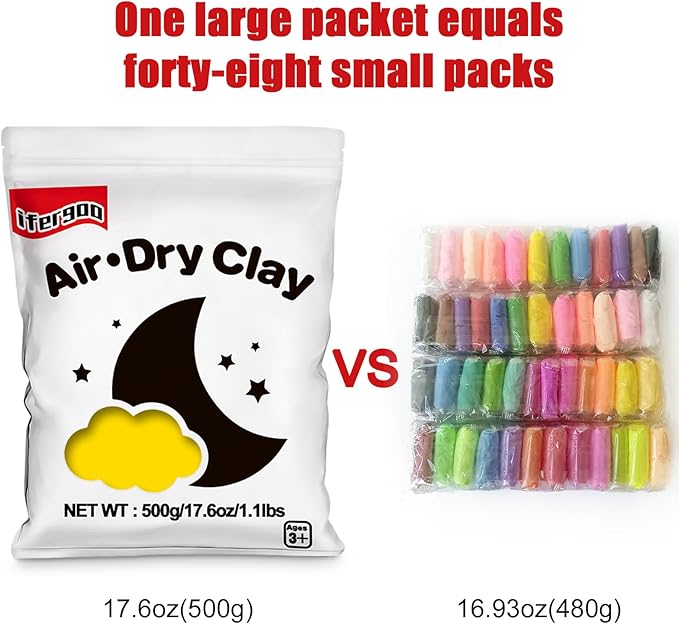 Ifergoo Yellow Air Dry Modeling Clay- Moldable Cosplay, Air Dry, Squishy Molding Clay for Adult Arts & Craft Project, Fake Bake, Slime Supplies, 1.1LBS/500G
