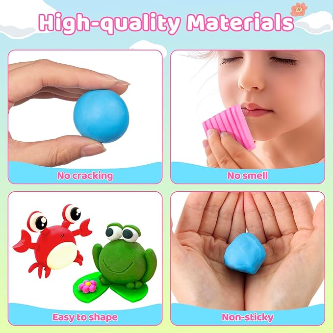 Polymer Clay Kit, 34 Colors Modeling Clay for Kids Adults, Funtopia Oven Bake Clay with Tutorial Book Sculpting Tools Storage Box for Sculpture, Crafting, DIY Projects, Jewelry Making(0.9oz/pc)
