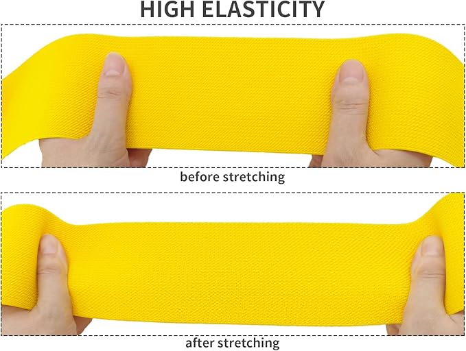 Gold Knit Elastic Band for Pants Waist 3 inch 5 Yards Wide Double-Side Twill Woven Elastic Heavy Stretch Elastic Spool Band for Sewing-Wigs-Skirts-Craft DIY Projects