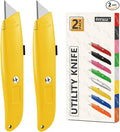 DIYSELF 2Pack Utility Knife Box Cutter Retractable Blade Heavy Duty PVC Pipe Cutter(Yellow)