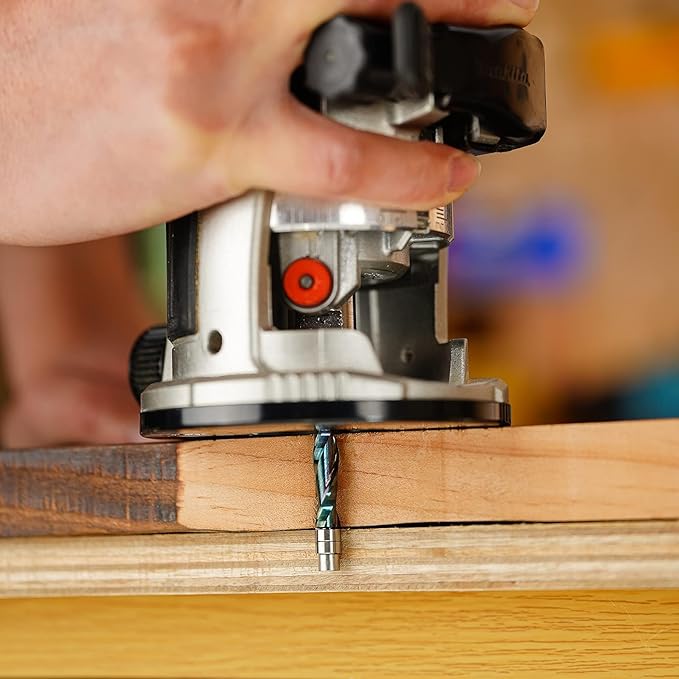 SpeTool Up Cut Spiral Flush Trim Router Bit with TAC Coated Extra Long 1-1/8 Inch Cutting Length Bottom Bearing for Woodwork Template Pattern
