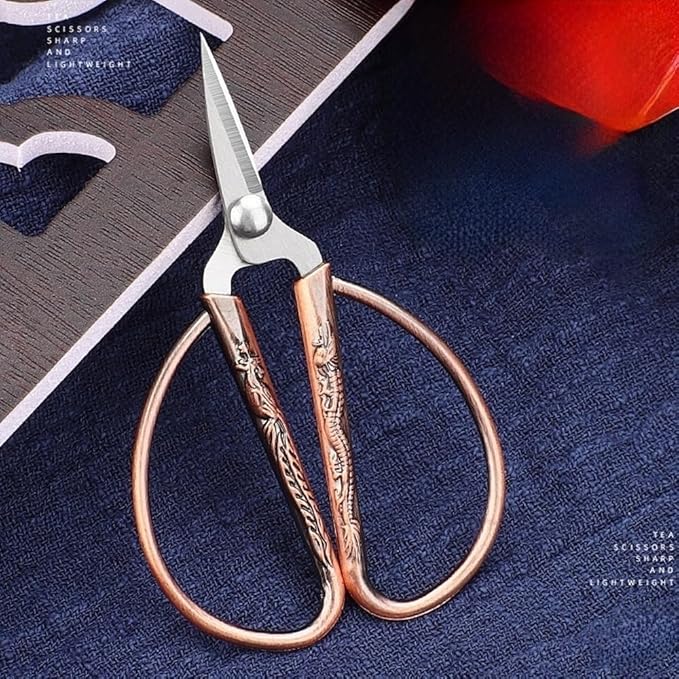 3.3-inch Small Sewing Embroidery Scissors, Stainless Steel Little Scissors Sharp Tip Detail Shears for Sewing Crafting, Art Work, Cross Stitch Cutting, Handcraft, Needlework DIY Tools Bronze