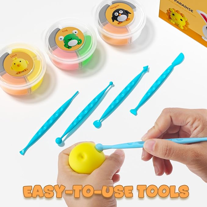 Air Dry Clay for Kids - Modeling Clay Kits, Ultra Light & Soft, Safe & Non-Toxic, 12 Boxes DIY Model Magic Clay with Sculpting Tools & Tutorials, Individual Packs, Creative Art Crafts Toys Gifts