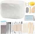 ReArt Natural Air-Dry Clay, Pottery Clay10LBs with 40 Pcs Pottery Tools Clay Sculpting Tool Set, All-Purpose Modeling Clay (White)