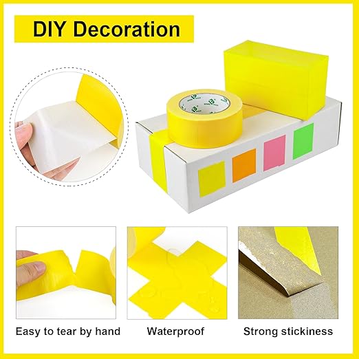 BOMEI PACK Light Yellow Duct Tape, 2Rolls Heavy Duty Strong Industrial Color Duct Tape 9.0 mil x 1.88inch x 30yds for Packing and Repairing