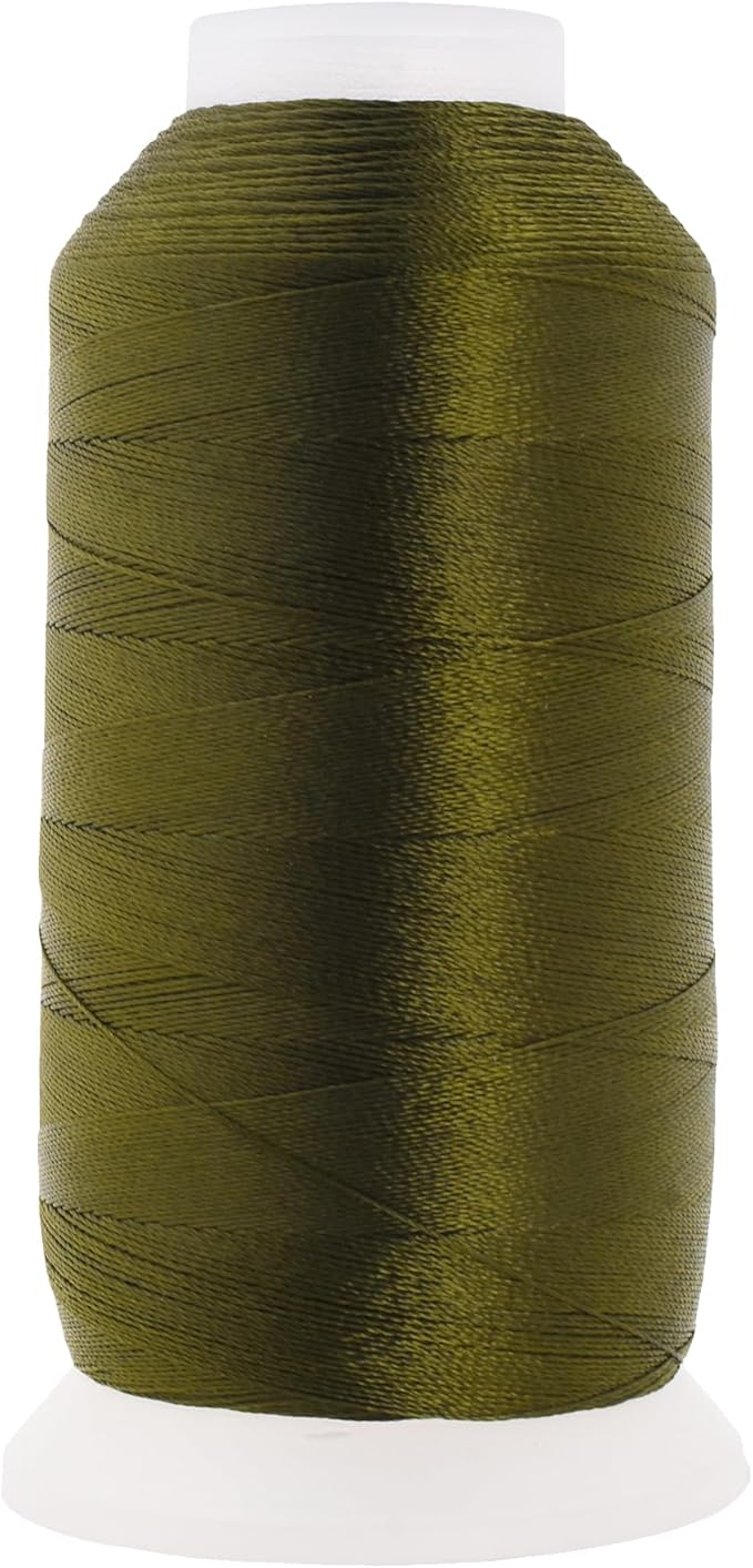 Mandala Crafts Olive Green Heavy Duty Thread - 1500 Yds Tex 70 Bonded Polyester Threads for Sewing Drapery, Jeans, Leather, Hair, Outdoor Marine Upholstery