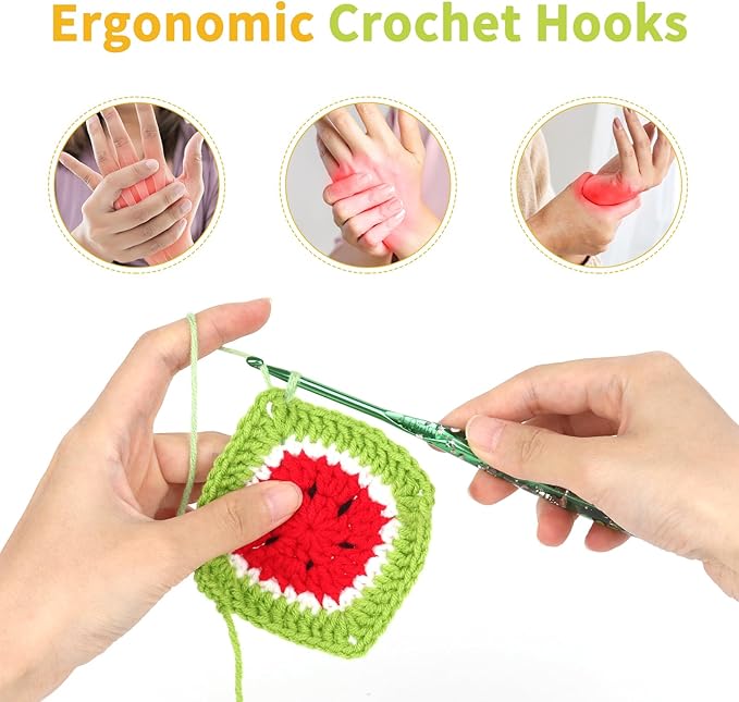 Coopay Large Crochet Hooks, 5 PCS Crochet Hook Set with Case (6mm, 7mm, 8mm, 9mm, 10mm), Floral Resin Grips - Beautiful & Ergonomic, Great for Crocheting Blankets, Dolls, Shawls, Hats, Scarves (J-N)