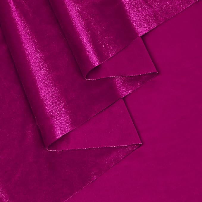 KKJIAF Hot Pink Stretch Velvet Fabric 60 Inch Wide, 2 Yard Soft Stretchy Fabric for Sewing Clothes, Apparel, Costume, Crafts - 90% Polyester 10% Spandex