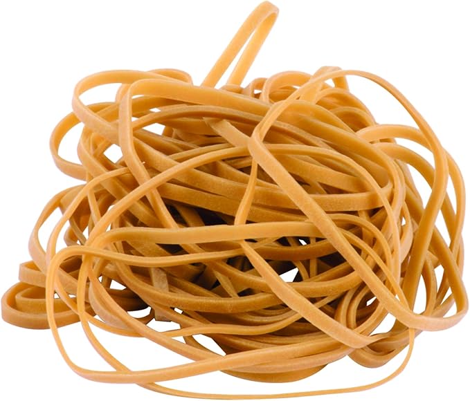 7 Inch x 1/8 Inch Clear Natural Rubber Bands, Size #117B - 1/4 Pound Bag - Approximately 47 Bands