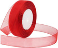 Red Ribbon for Gift Wrapping 1 inch Sheer Organza Ribbon for Flower Bouquet Tulle Thin Chiffon Ribbons for Wedding Invitations Presents Decorations Crafts 50 Yards