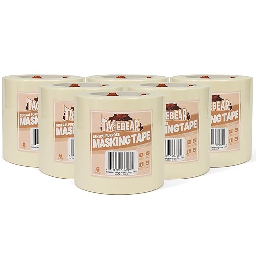 TAPEBEAR General Purpose Masking Tape 0.75 Inches x 60 Yards, Beige White Painters Tape for Painting, Labeling, DIY Arts Crafts, Home Office School Projects, 36 Rolls