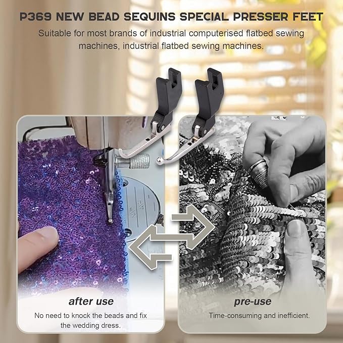 P369 New Bead Sequin Special Presser Foot Wedding Dress Bead Fabric, Sequin Bead Presser Foot(with Beads)