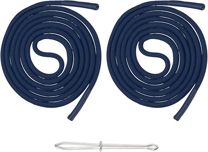 uxcell 2pcs 53inch Drawstring Cords Replacement Drawstring Hoodie String Sewing Tool with Easy Threader for Hoodie Sweatpants Jackets Pants Hats Coats Bags, Navy Blue