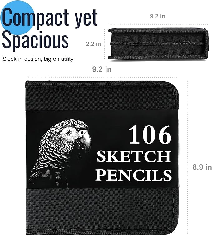 Cool Bank 106 Pack Art Supplies Sketching Kit with 3-Color Sketch Book, Coloring Book, Drawing Pencils with Graphite Colored Charcoal Watercolor & Metallic Pencils, Art Kit Gifts for Artist Adults Kid