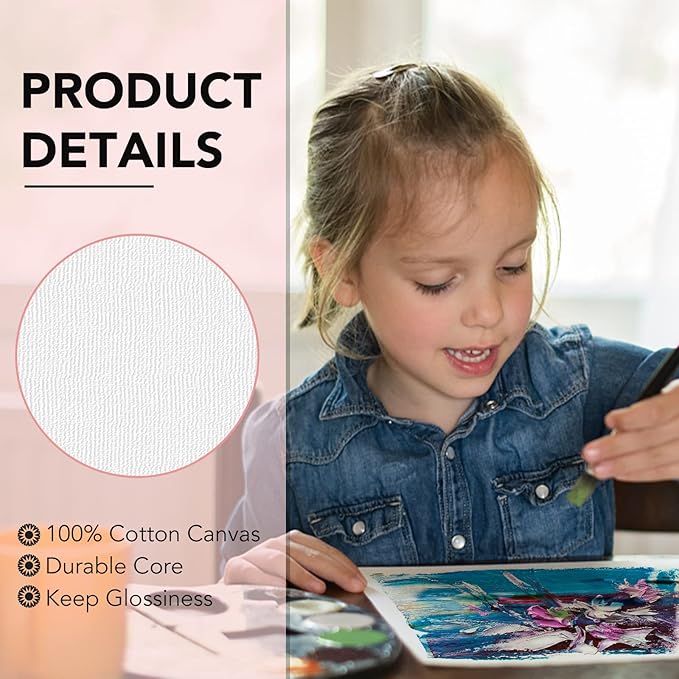 ESRICH Canvas Boards for Painting-21 Pack Blank Canvas Boards-4x4, 5x7, 8x10, 9x12, 11x14, Round Canvas D8, D10, Cotton Primed Canvas Panels, Painting Canvas for Oil, Acrylic, Watercolor.