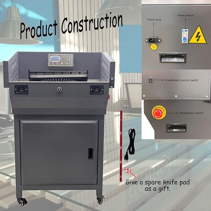 19.3in/49cm Width Electric Paper Cutter Guillotine Industrial Paper Trimmer with Program Control Heavy Duty Commercial Stack Cutter for Office/Printing