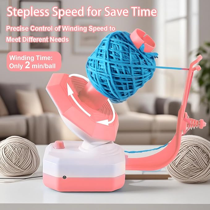 Yuehuamech Yarn Winder, Electric Yarn Ball Winder for Crocheting, 10oz Large Capacity Stepless Speed Control Automatic Yarn Spinning Machine Ideal for Crochet Enthusiasts
