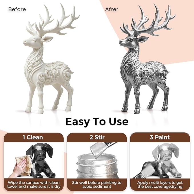 Nicpro Metallic Silver Acrylic Paint, 4oz/120ml Silver Leaf Paint, Non Toxic, Non Fading Art Craft Paints for Canvas, Wood, Clay, Fabric, Metal, Furniture, Art Supplies