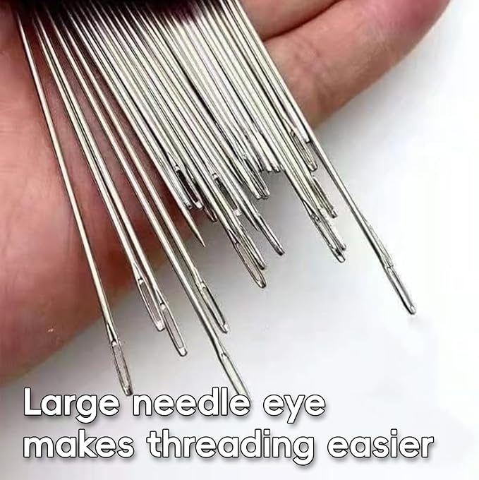 34PCS Big Eye Steel Needles Set, Long & Thin Handmade Quilting & Sewing Needles Kit for DIY Sewing Projects, with Storage Box, Seam Ripper, DIY Craft Kit for Beginners & Daily Use (1PCS)