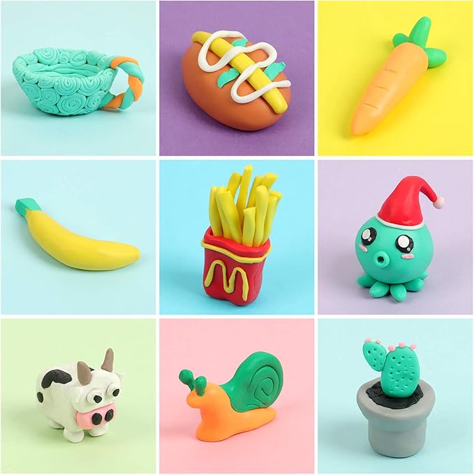 Polymer Clay 50 Colors, Modeling Clay for Kids DIY Starter Kits, Oven Baked Model Clay, Non-Sticky Molding Clay with Sculpting Tools, Gift for Children and Artists (50 Colors)