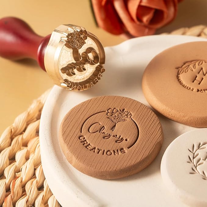 Custom Pottery Stamp for Clay - Personalized Logo Clay Stamp with Your Design - Letter Ceramic Stamps for Pottery Clay to Create Unique Imprints, Clay Potters Lovers Gifts, Polymer Clay Tools