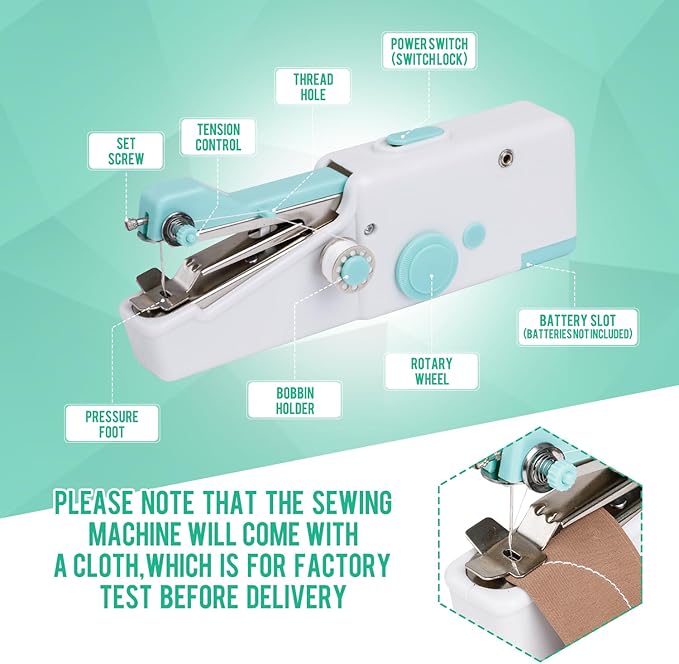 Handheld Sewing Machine CS101,Sewing Machines for Beginners,Portable Electric Mini and Samll Hand Held Sewing Machines Kit for Adults and Kids White and Green Set
