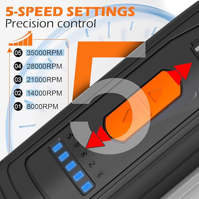 HARDELL 12V Cordless Rotary Tool Kit, 5-Speed (8000-35000 RPM), 2AH Battery Power Rotary Tools 80pc Accessories for Sanding, Polishing, Carving, Cutting, Drilling, DIY Crafting (Black&Orange)