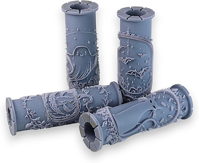 Spooky Smiles Collection Clay Texture Rollers 4-Pack (4") - Halloween Set #01 - Embossing Pattern Rollers for Polymer & Ceramic Clay, Pottery & Crafts